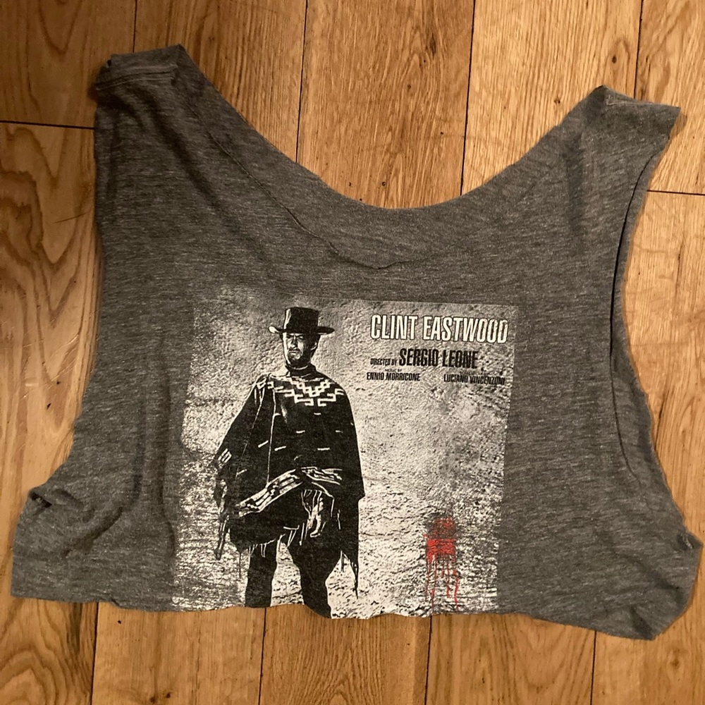 Custom made vintage punk Clint  Eastwood movie cut out tank top m-L